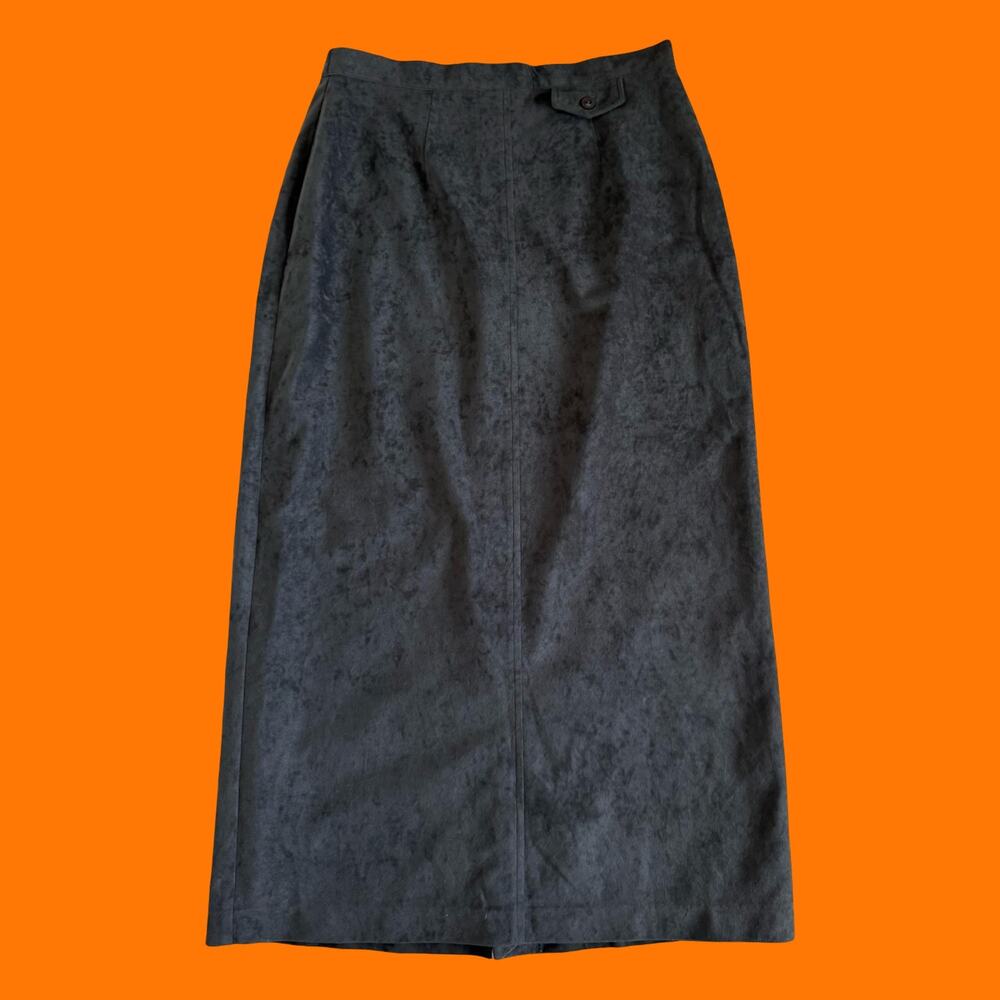 90's vintage olive green velour minimalist maxi skirt Size 12